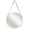 Infinity Instruments Pinewood Wall Mirror - 18" Round Wall Mirror, Light Wood Frame, Leather Strap for Hanging 20029NT